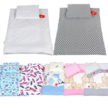 Lade das Bild in den Galerie-Viewer, BABYLUX 4 tlg. Set Bezug + Füllung Kinderwagen Garnitur Bettwäsche Decke 60x78